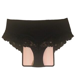 Victoria’s Secret High-Leg Brief with Lace Trim Panty in Black, Size Large